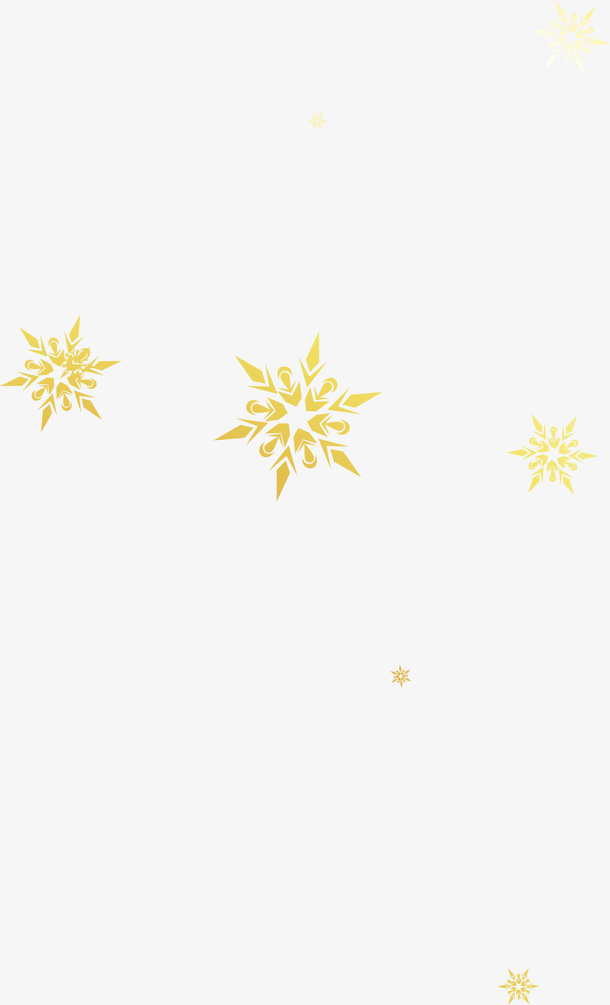 冬季美丽金色雪花免抠