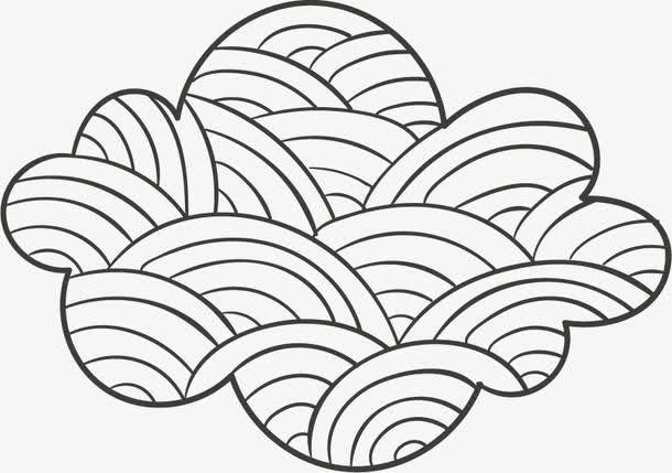 手绘花纹云朵免抠