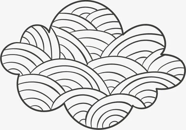 手绘花纹云朵免抠