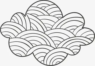 手绘花纹云朵免抠