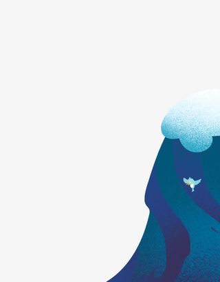 蓝色卡通火山小鸟背景