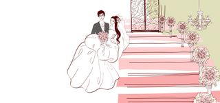 舞台婚礼简约手绘彩色banner背景高清