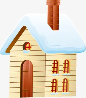 房屋大雪矢量暴雪免抠