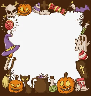 万圣节鬼怪边框免抠