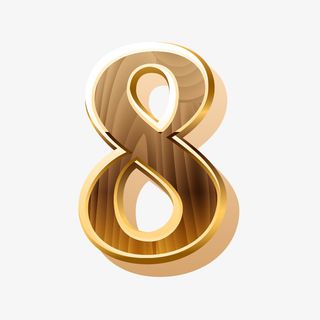 金色拉丝数字8免抠