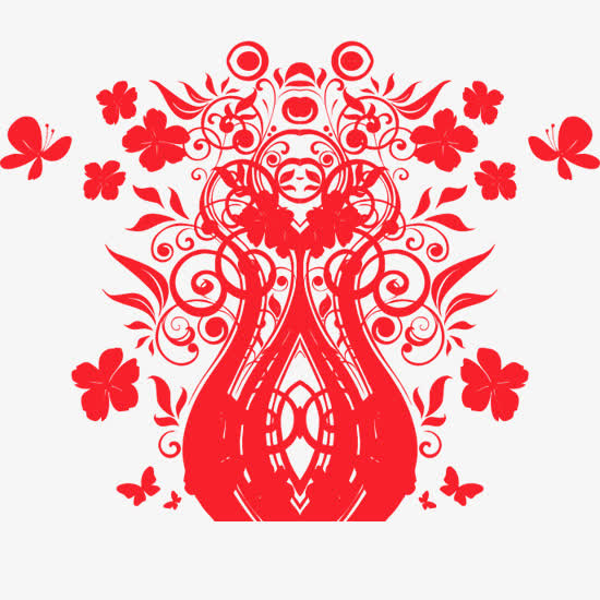 红色印花图案免抠