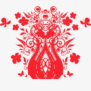 红色印花图案免抠