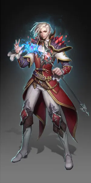 蓝色光效红色服饰人物免抠