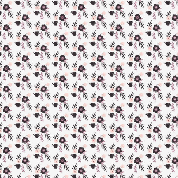 黑色花卉密集底纹免抠