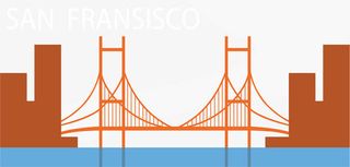 红色旧金山金门大桥免抠