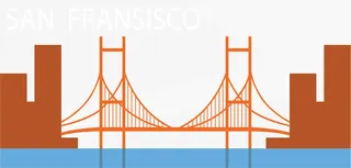 红色旧金山金门大桥免抠