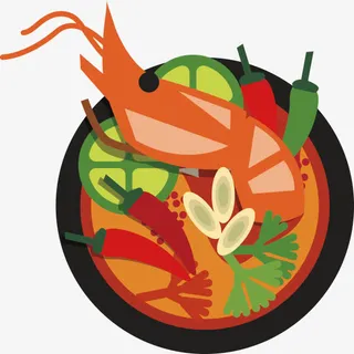 泰式冬阴功汤海鲜汤美食卡通图案免抠 泰式冬阴功汤海鲜汤美食卡通图案免抠
