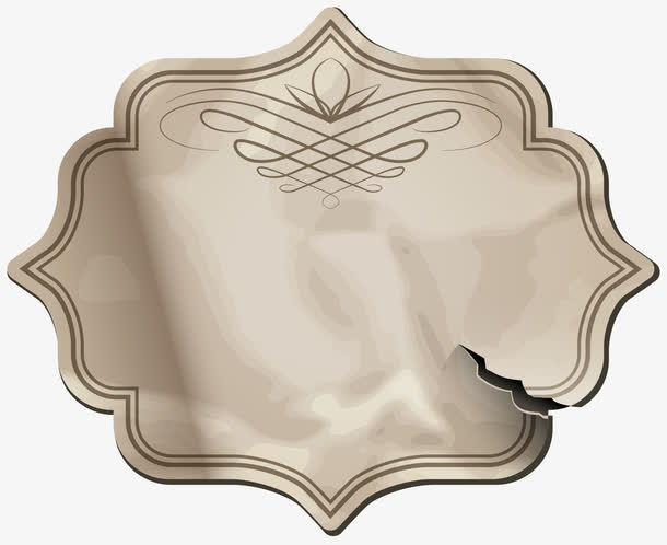 纸张欧式标签矢量免抠