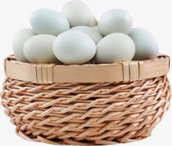 清新大气编织竹筐装土鸭蛋免抠