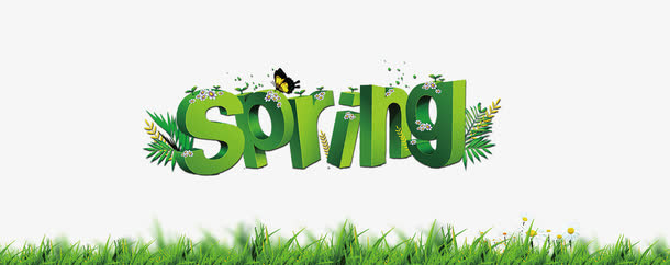 SPRING春天艺术字免抠