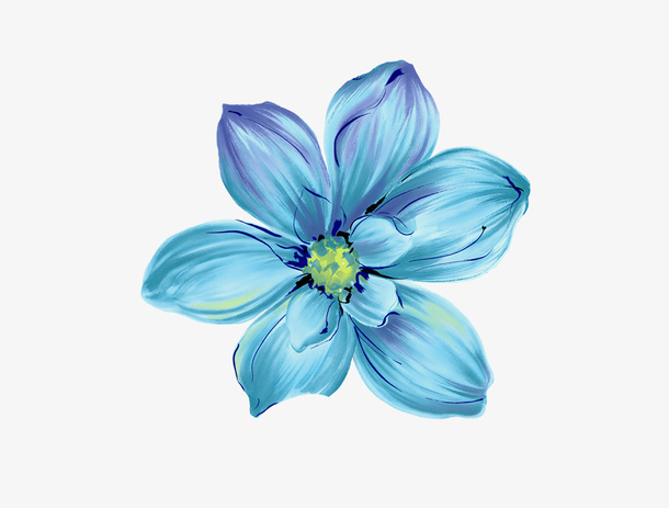 蓝色手绘卡通小花朵免抠