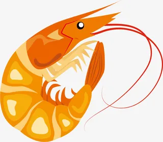橙色卡通美味大虾免抠