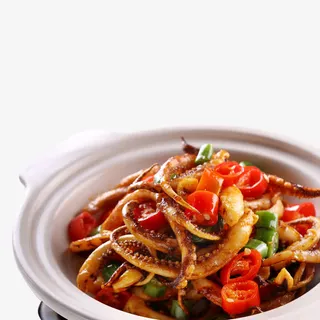 炒鱿鱼实物免抠