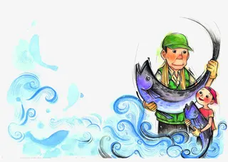 卡通捕鱼人免抠
