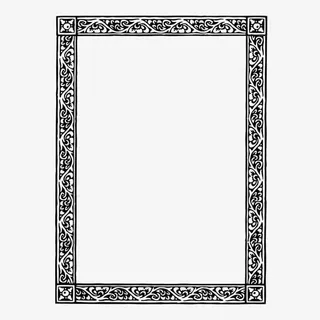 复古雕花边框黑花纹免抠