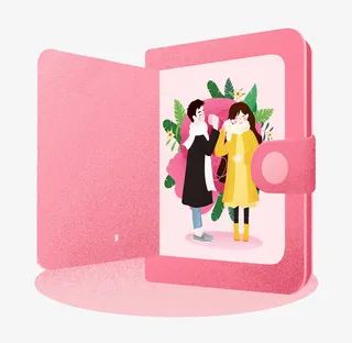 卡通粉色日记本免抠图免抠