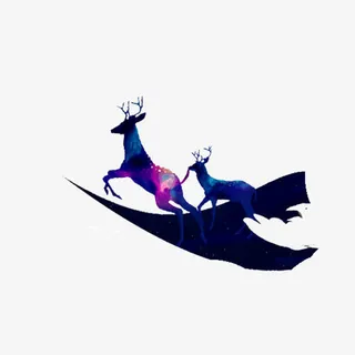 起跑的梅花鹿免抠