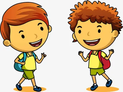 一起去学校的小学生免抠