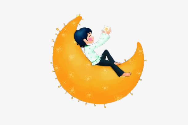 躺在月亮上的孩子免抠