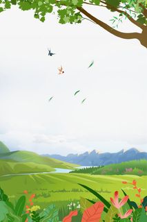 小清新唯美春季踏青旅行背景免抠