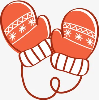 冬季红色卡通手套免抠