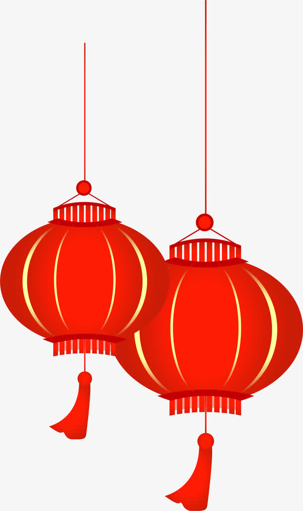 红色中国风灯笼挂饰免抠