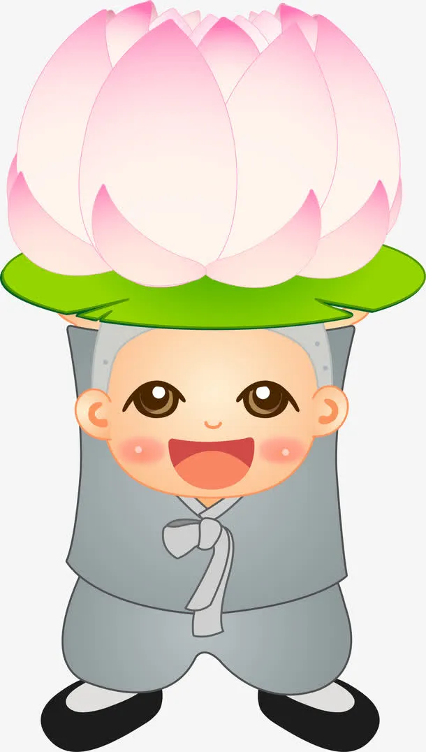 举着荷花灯的小和尚免抠