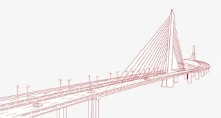 手绘线条大桥装饰免抠