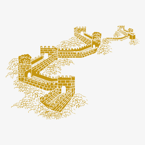 金色长城剪影免费素材免抠