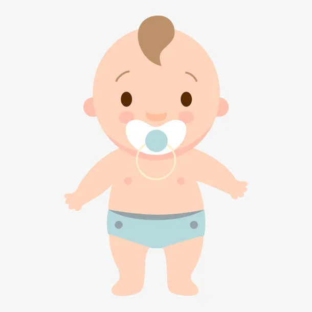 戴奶嘴学走路宝宝矢量插画免抠