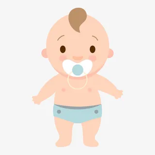 戴奶嘴学走路宝宝矢量插画免抠