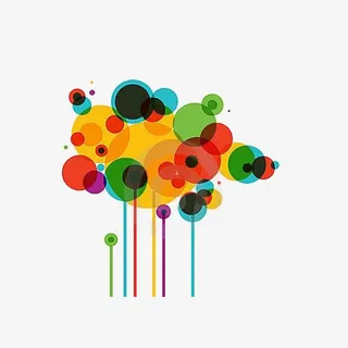 彩色水墨圆形装饰免抠