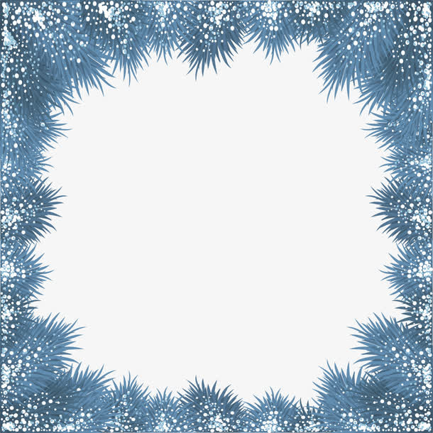 蓝色雪花框架免抠