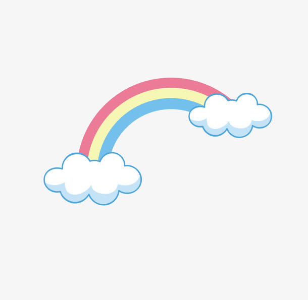 卡通白云彩虹矢量免抠