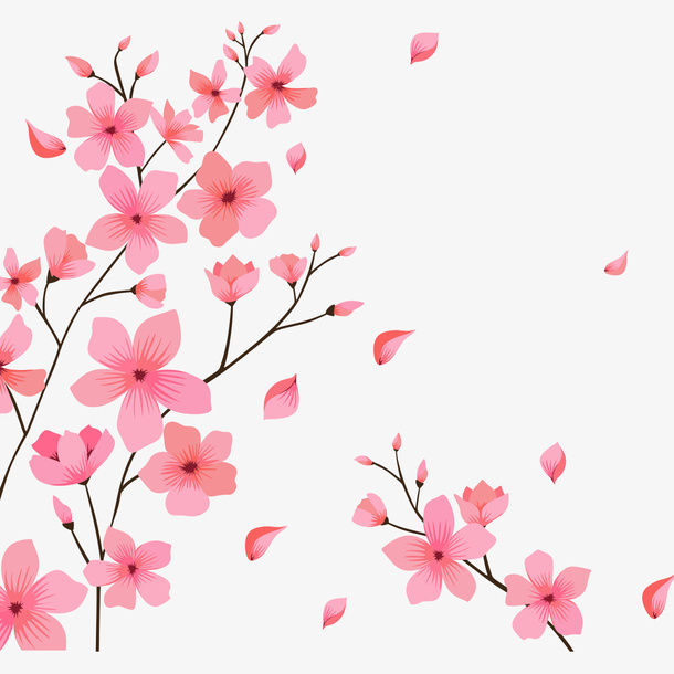 春天粉色桃花手绘免抠