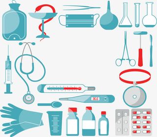 扁平化绿色医疗用品免抠