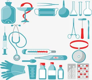 扁平化绿色医疗用品免抠