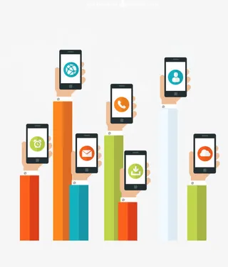 时尚手握手机的人群矢量素材,免抠