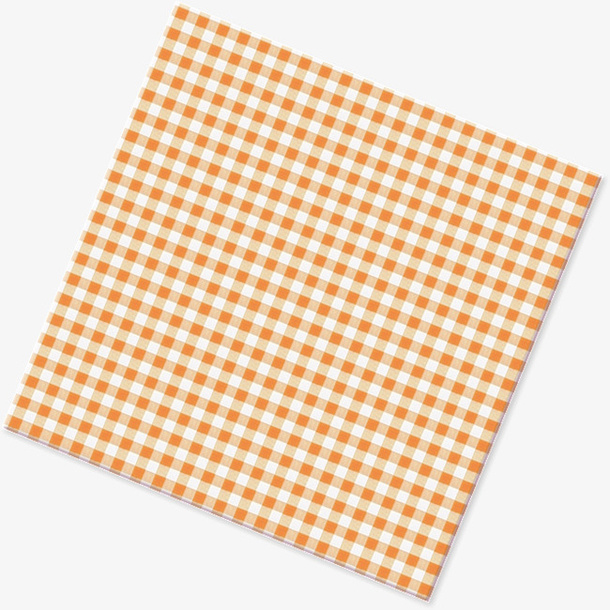 橙色格子桌布免抠