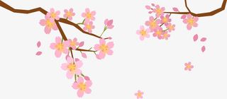 卡通手绘春天绿植花枝装饰免抠