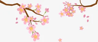 卡通手绘春天绿植花枝装饰免抠