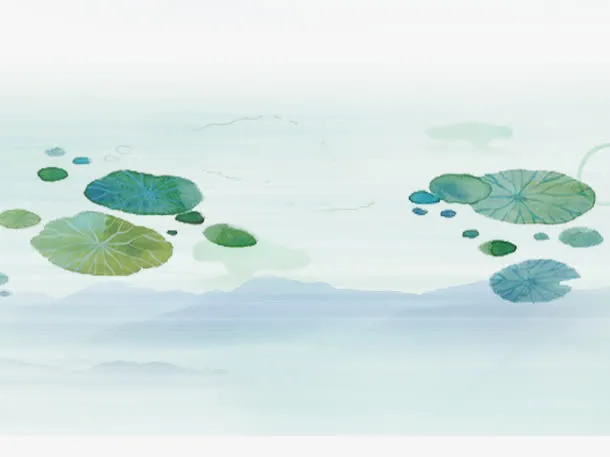 荷塘插画免抠