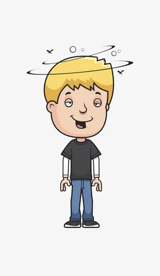 卡通人物小男孩头晕元素免抠