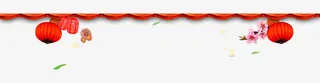 红色中国风灯笼花边免抠