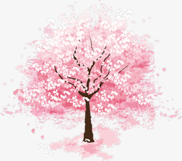 高清手绘水彩中国风樱花插画素材免抠